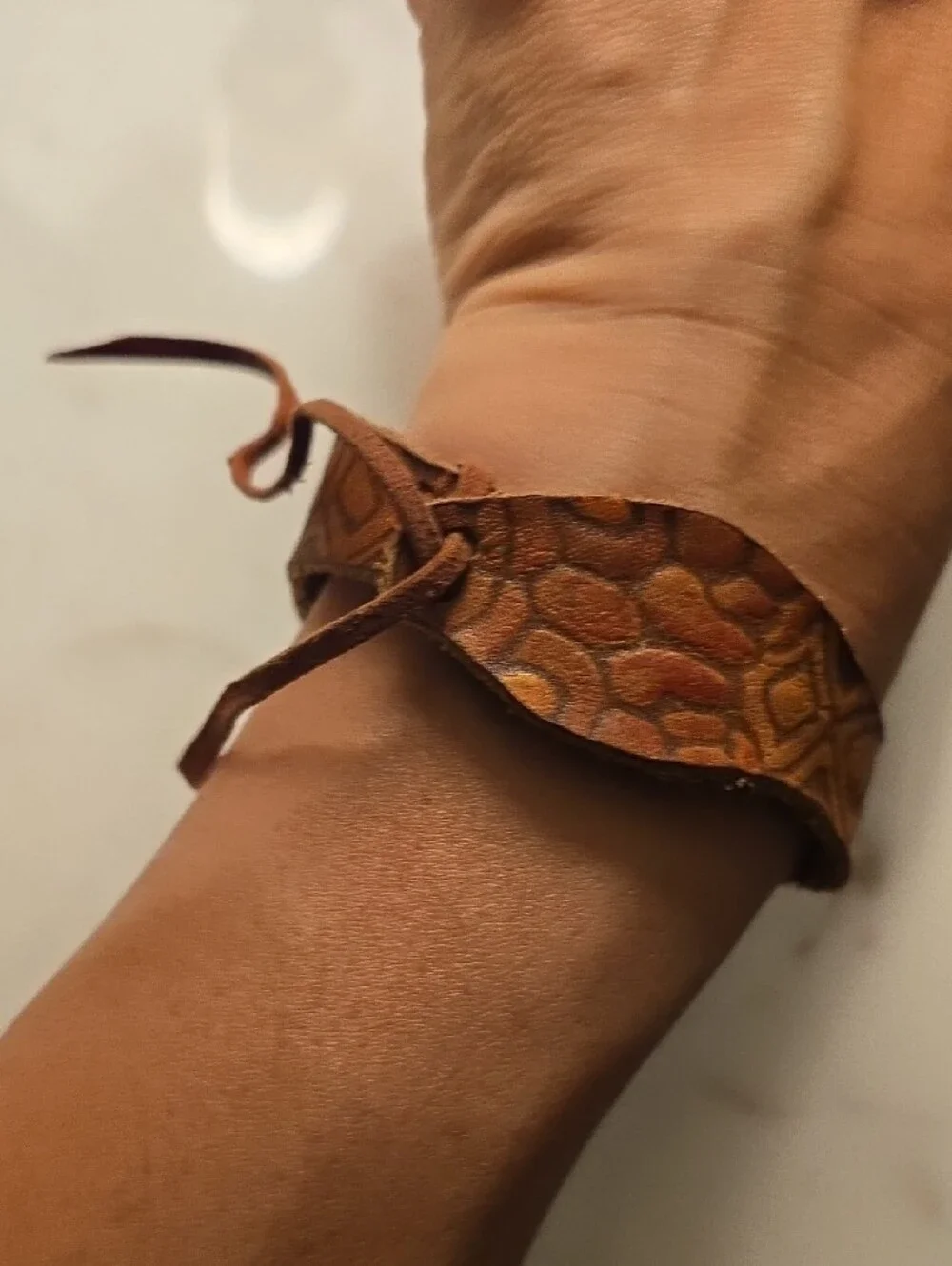 Handcrafted, Hand Painted Snake Leather Bracelet